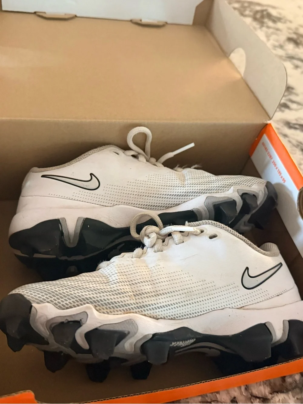 Nike Vapor Shark 3 Football Cleats Size 2.5 Youth White Grey Black